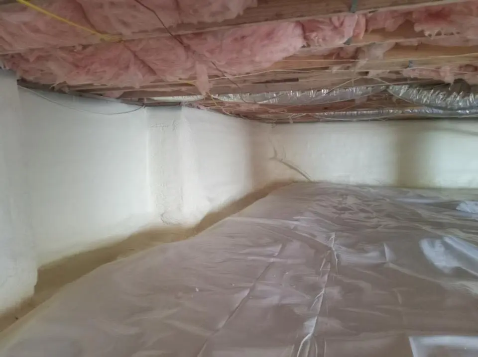 Crawl space encapsulation with closed-cell spray foam for Commercial Roof Restoration in East Highland Park